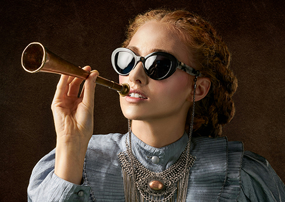 victorian lady with a trumpet